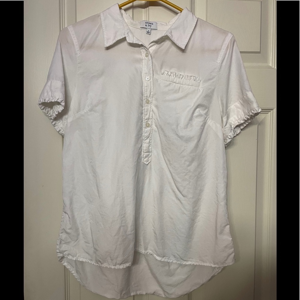 White short sleeve button down